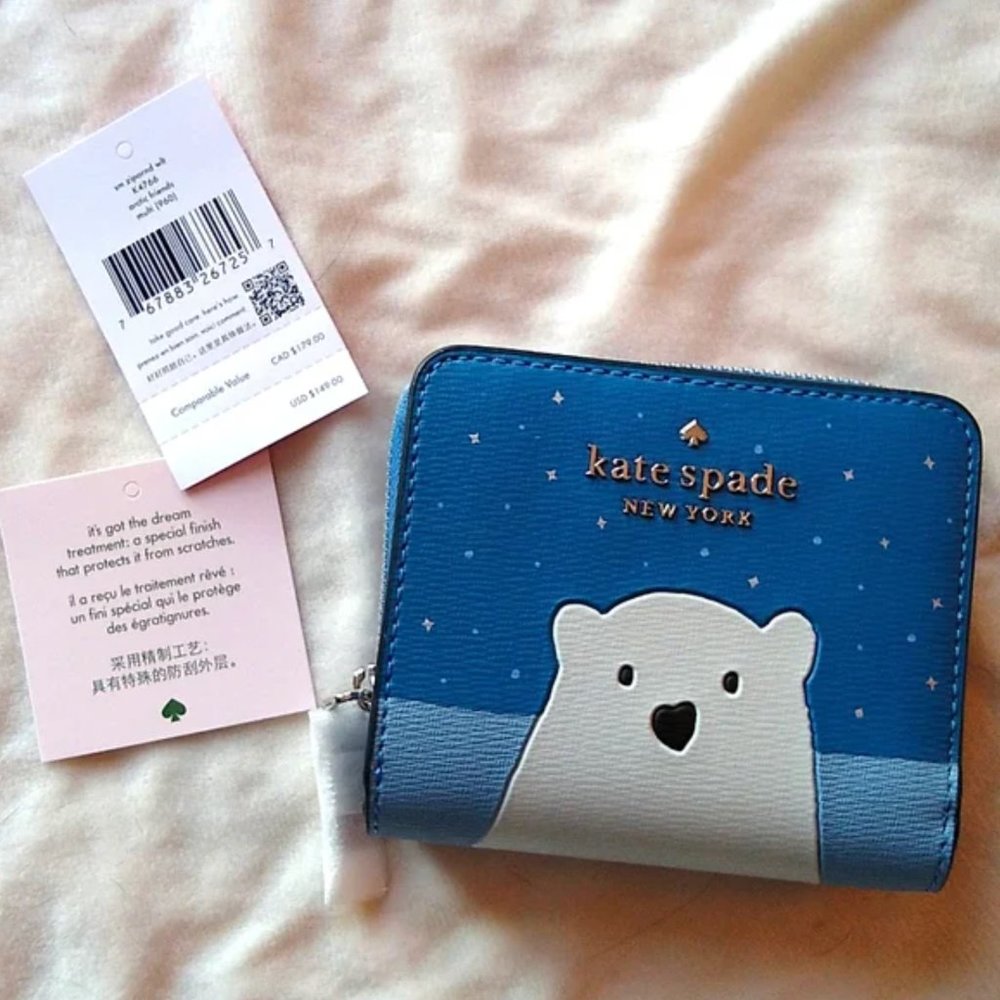 NWT Kate Spade Cute Polar Bear Small Zippered Wallet ❄️ 😍